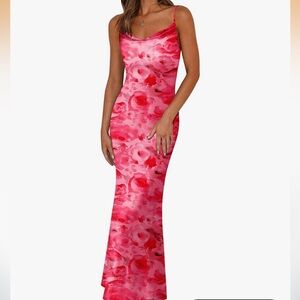 Pink Floral Slip Maxi Dress